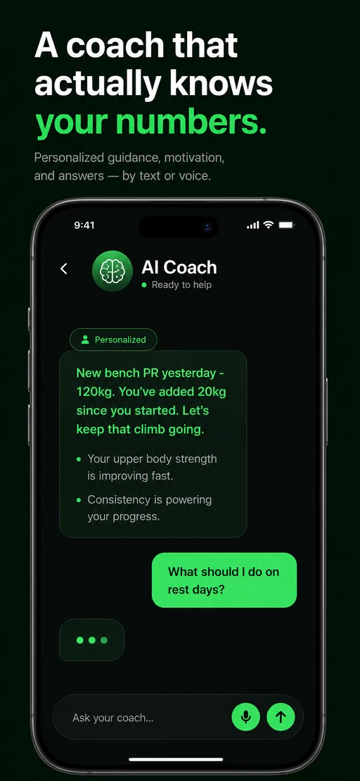 iOS Budy mobile app coach chat answering workout and nutrition questions